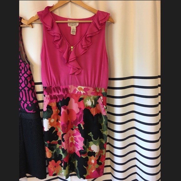 EUC from Anthro Tabitha Pink Floral Dress, Size 8