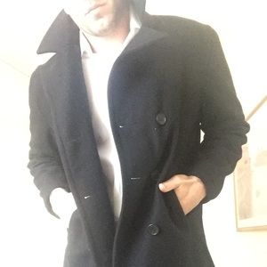 Men's Wool Peacoat in Black
