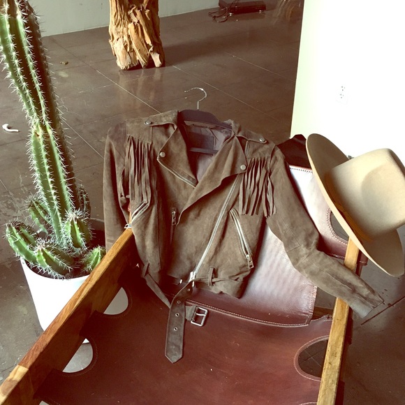 ALL SAINTS- Fringe Brown Suede Jacket