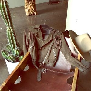 ALL SAINTS- Fringe Brown Suede Jacket