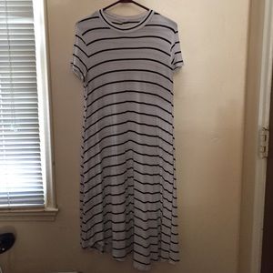 black and white striped shift dress