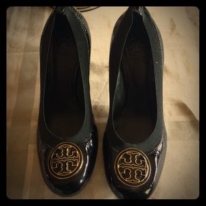Tory Burch Caroline patent leather heels.