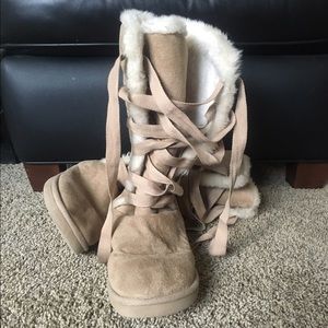Tan boot style slippers