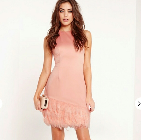 Missguided pink feather dress