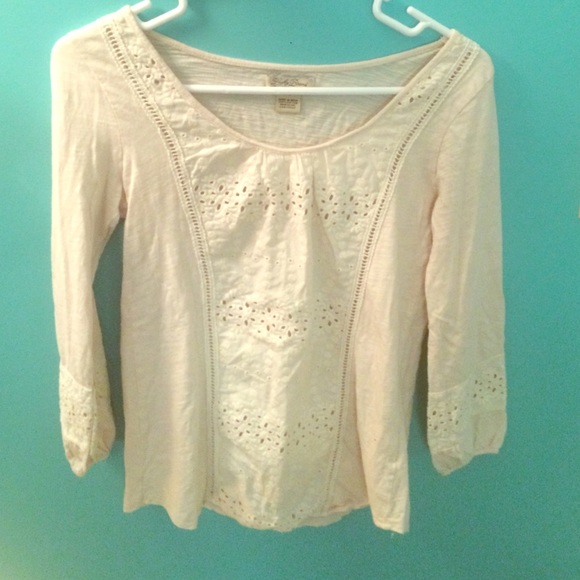 Lucky Brand 3/4 sleeve Cream Lace top. Size XS.