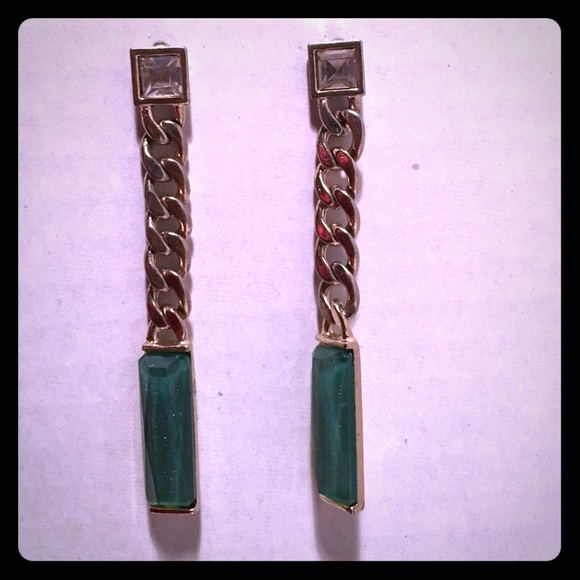 Cute gold and blue/green stone earrings