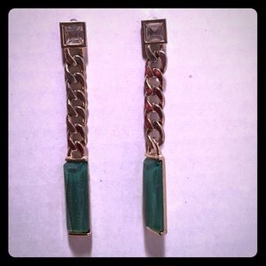 Cute gold and blue/green stone earrings