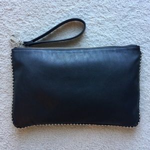 Carlos Santana Black Studded Zip Clutch Bag
