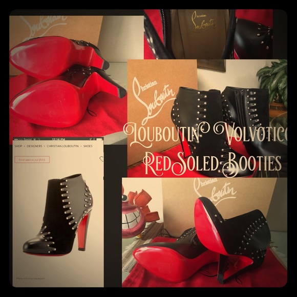 *NEW* Louboutin Bootie Blk Suede & Leathr Studded