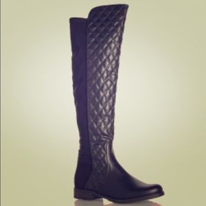 Black over the knee boot with quilted front