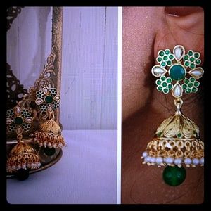 Green jhumki earring
