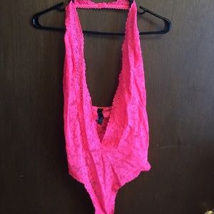Hot pink lace teddy