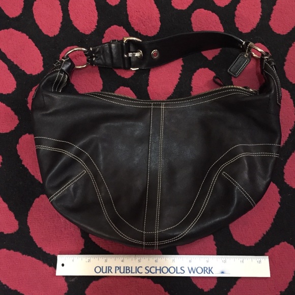 AUTHENTIC BLACK LEATHER COACH BAG - Picture 4 of 4