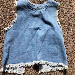 JOA frayed denim top with open back- brand new