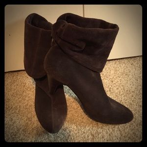 Brown leather ankle bootie