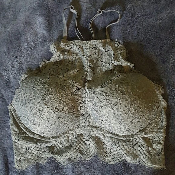 VS Pink Eyelash lace high neck bralette