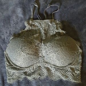 VS Pink Eyelash lace high neck bralette