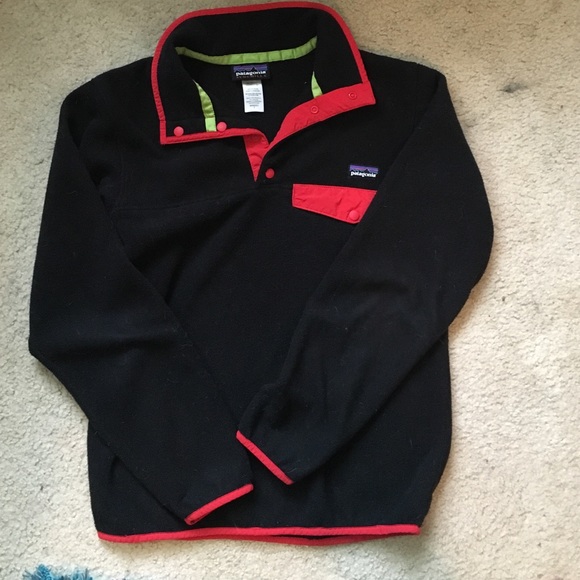 Black Patagonia pullover with red edges