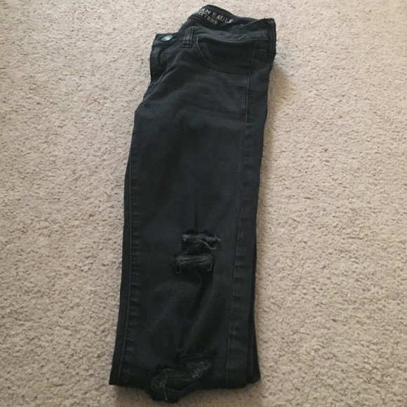 black distressed A&E jeans