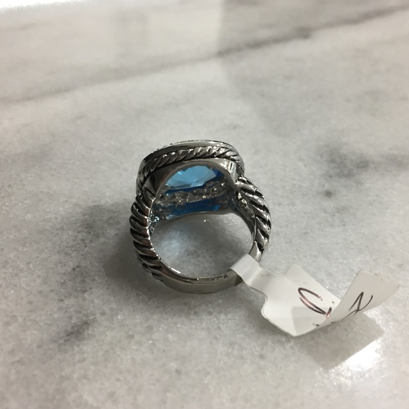 Two Tone Aqua/topaz/turquoise Cable Ring - 7197 - Picture 4 of 5