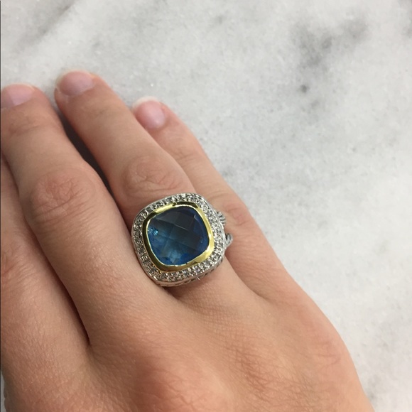 Two Tone Aqua/topaz/turquoise Cable Ring - 7197 - Picture 5 of 5