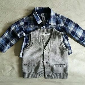 Vest and long sleeve botton up