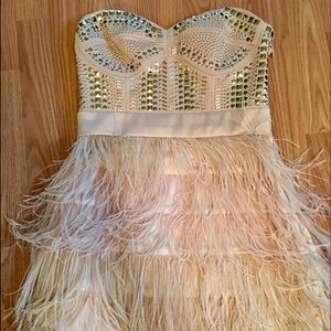 Bebe gold studded feather dress. Size M