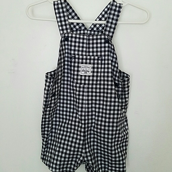 Plaid overall shorts