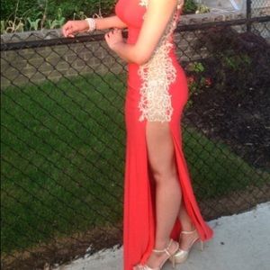 Hot orange prom dress