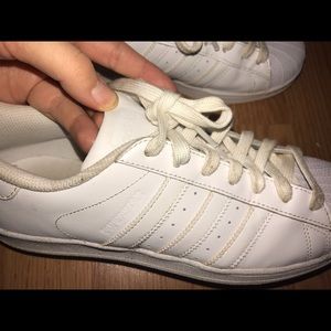 Adidas all white superstars