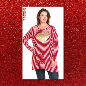 LAST 1 JUST IN🆕🅿️Plus Size Striped Top Gold