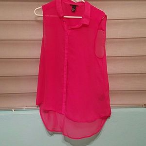 One time used. Transparent pink blouse
