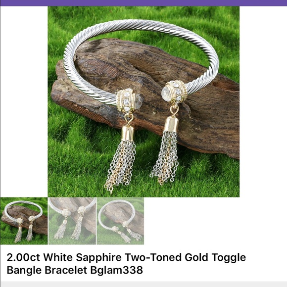 2 Carat Genuine Sapphire Bangle - Picture 4 of 4