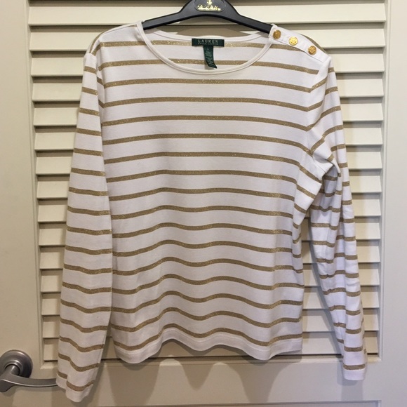 White and gold confortable top - Picture 1 of 4