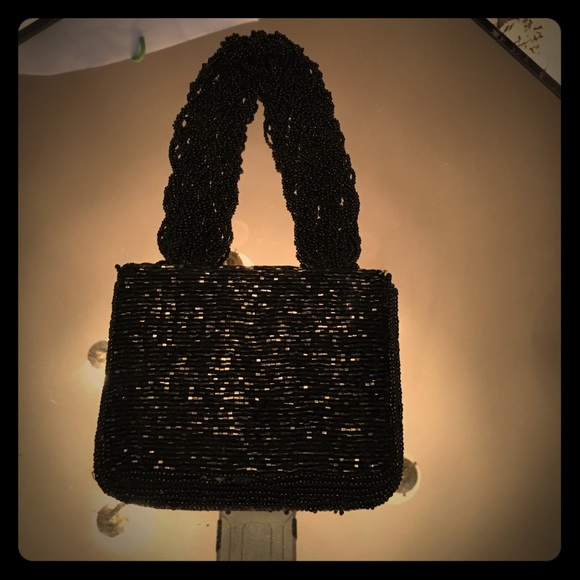 Black sequin evening purse