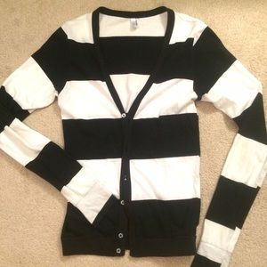 American Apparel b&w striped t-shirt cardigan