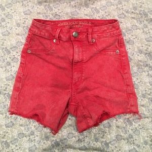 AEO Hi-Rise Frayed Hem Shorts