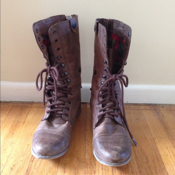Steve Madden brown leather fold over combat boots