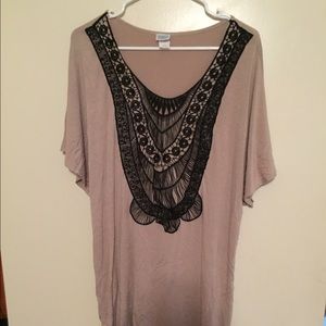 Tan tunic with black design