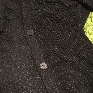 American Apparel Metallic Cropped Cardigan black