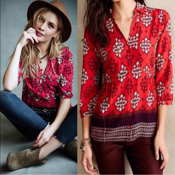 Anthropologie Maeve Patterned Blouse