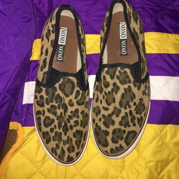 Leopard print slip ons