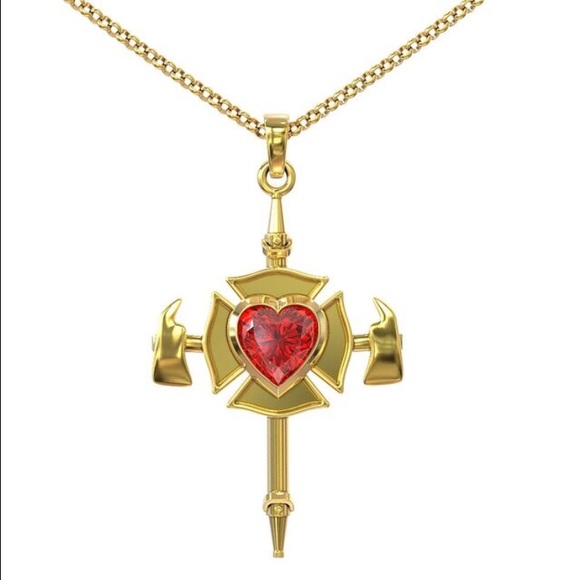 Firefighters Cross Necklace Real .925 Silver - Picture 2 of 4