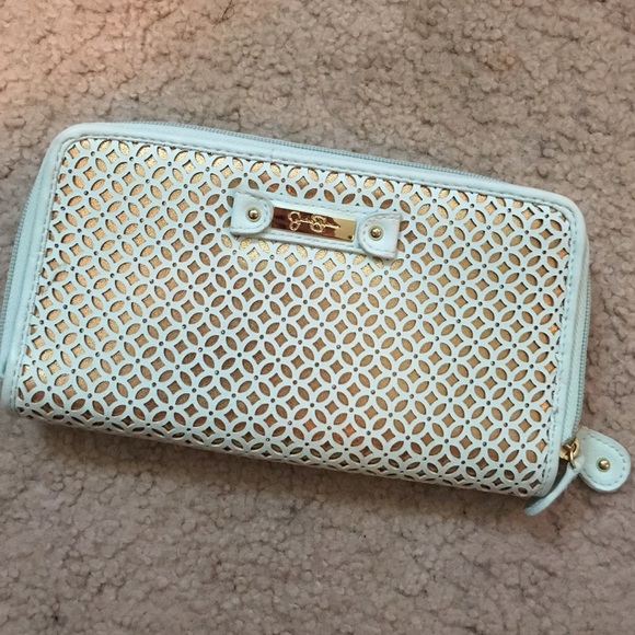 Light baby blue and gold, Jessica Simpson wallet