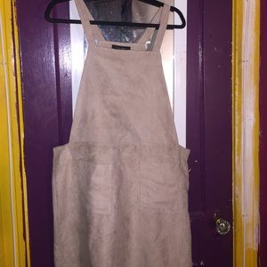 Faux Suede Overall Mini Dress