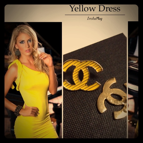 Tie One shoulder Yellow  Little Dress - Picture 4 of 4