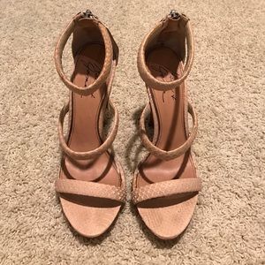 Nude Mark & James multi-strap open-toe stilettos