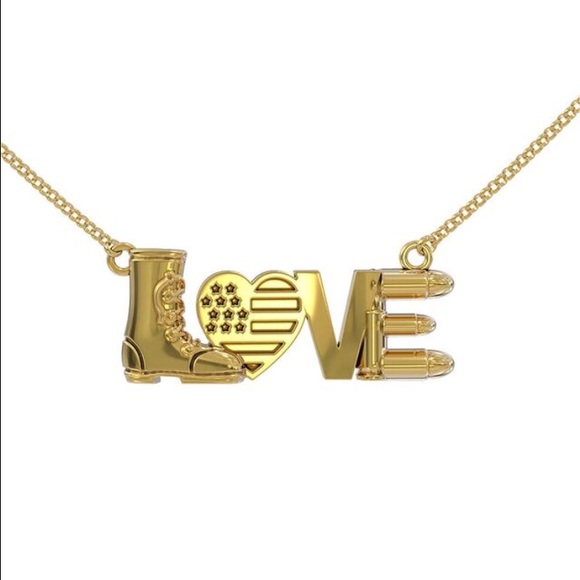 Military Love Necklace REAL .925 Pendant - Picture 2 of 4