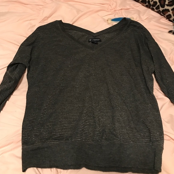 Dark Grey w/ Silver stripes American Eagle shirt