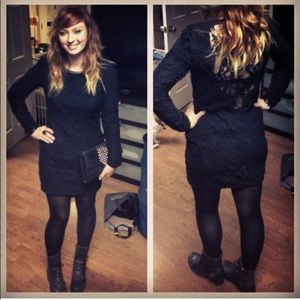 rag & bone Black Lace Dress w Sheer V Back
